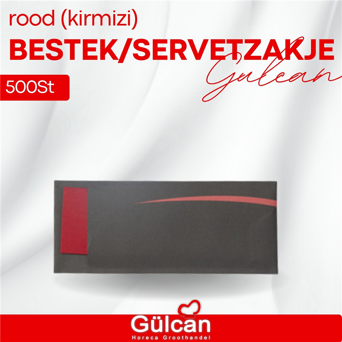 Bestek/servetzakje Rood (kirmizi) 500 Stk