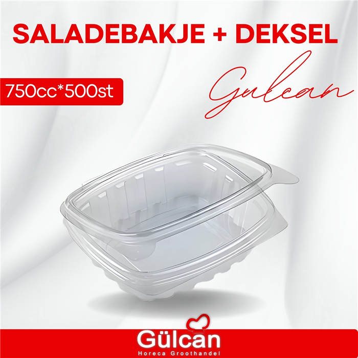 Saladebakje + deksel 750cc x 500St