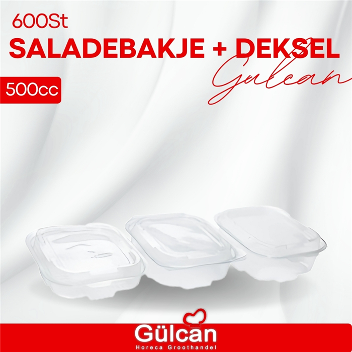 Saladebakje + Deksel 500cc 600st