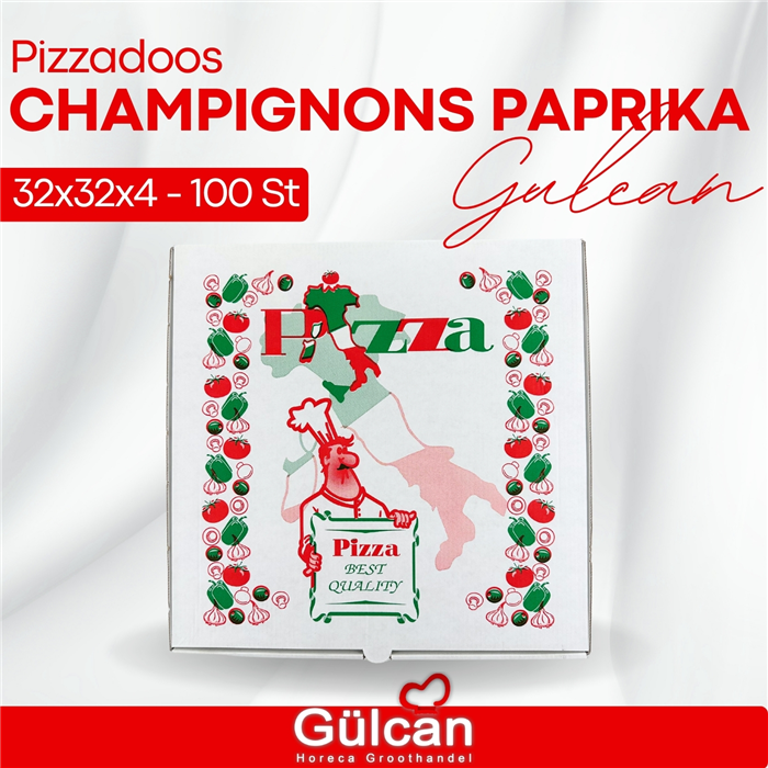 Pizza Doos (champignons Paprika) 32x32x4 Cm 100 Stk