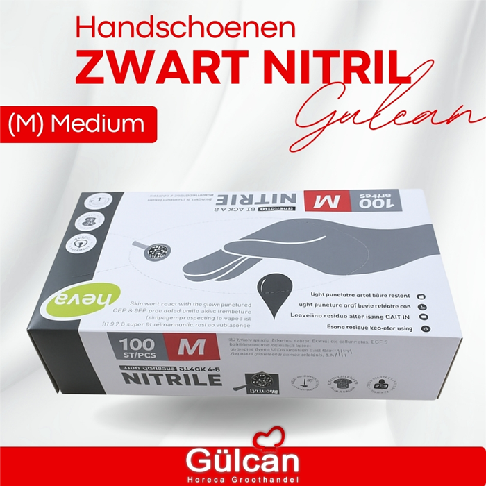 Handschoenen zwart nitril (m) medium