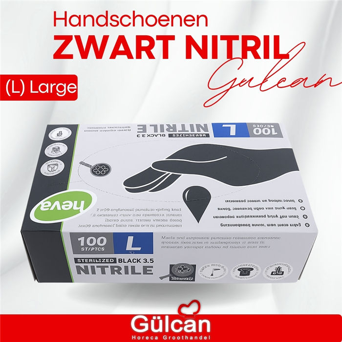 Handschoenen zwart nitril (L) large
