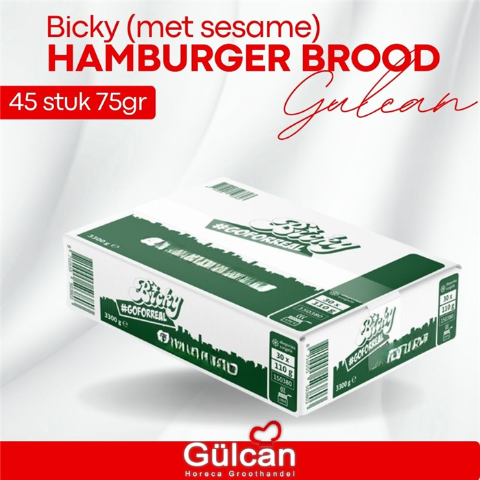 Bicky Hamburger Brood Met Sesame 45 stuk 75gr