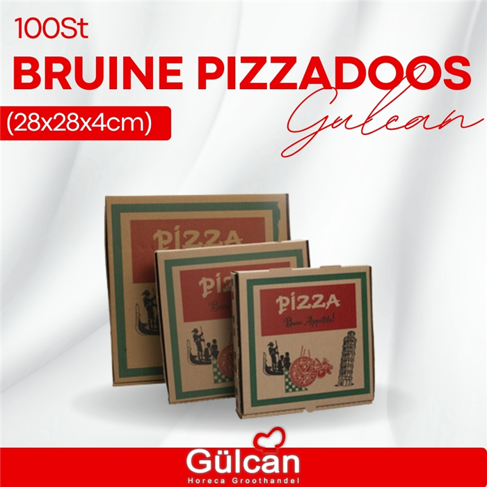 Bruine Pizzadoos 28x28x4cm 100st