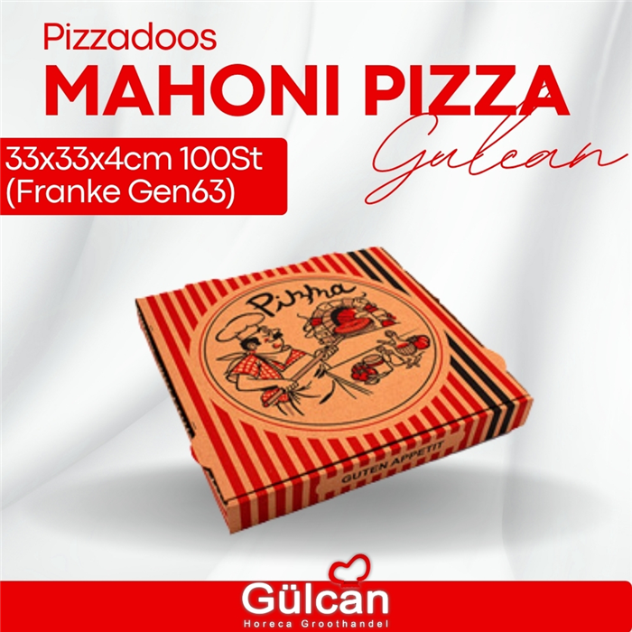 Mahoni Pizzadoos 33x33x4cm 100st