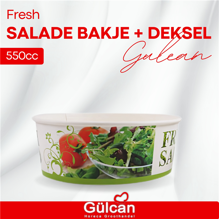 Fresh Saladebakje + Deksel 550cc 300st