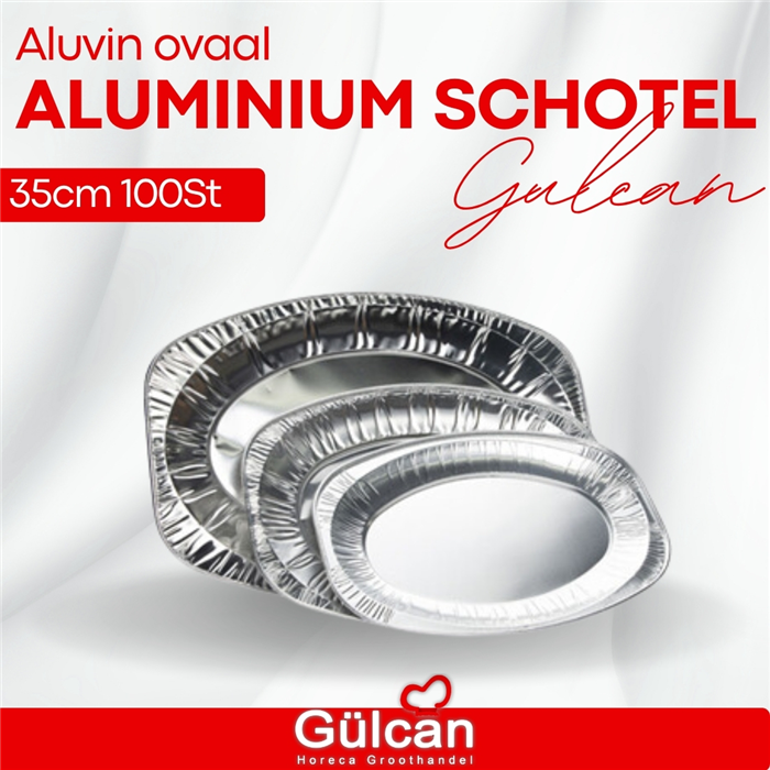 Aluvin ovaal aluminium schotel 35cm 100St