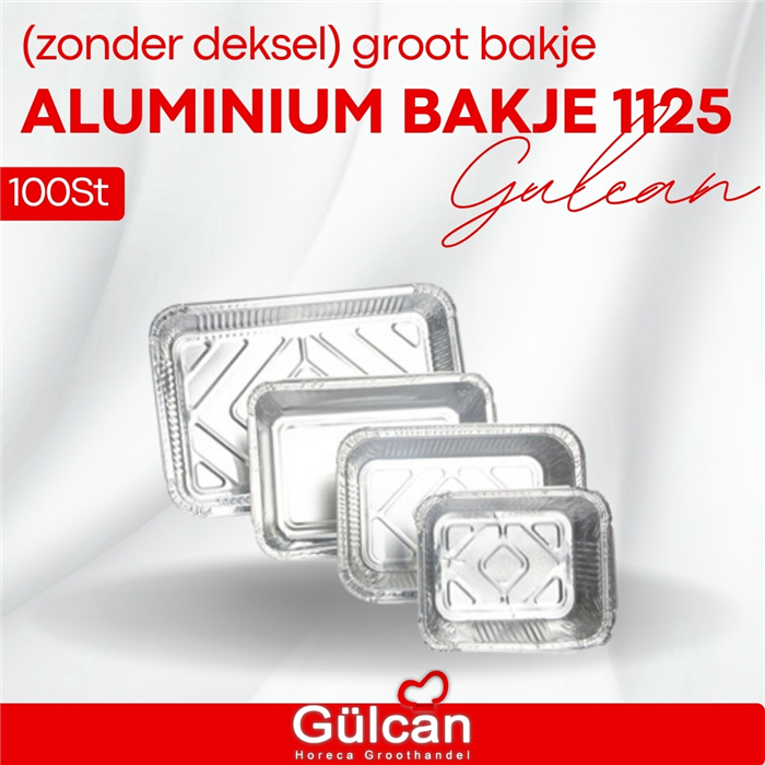 Aluminium bakje 1125 (zonder deksel) groot bakje 100 stk