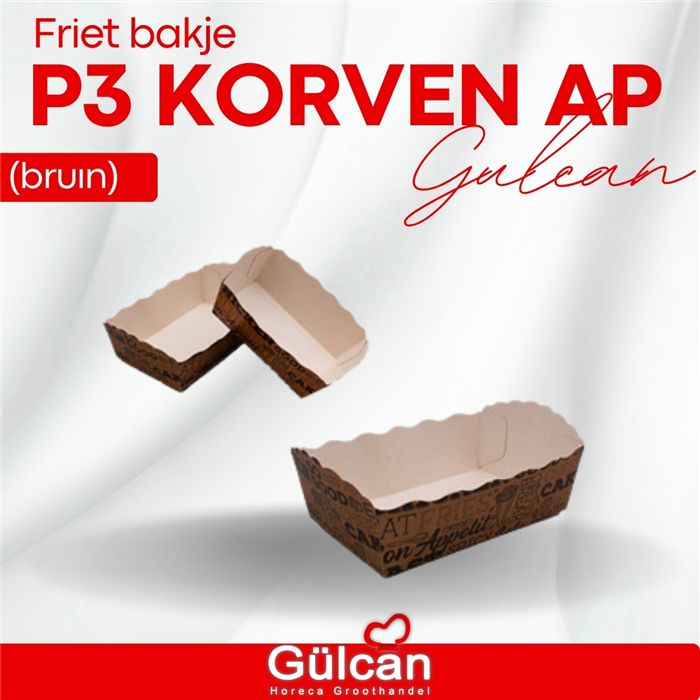 Friet bakje - P3 korven Ap (bruin)