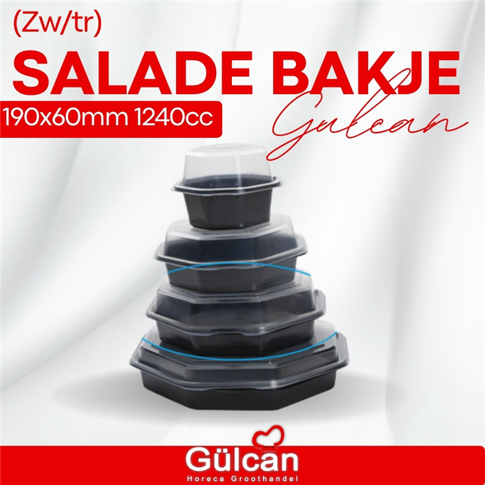 Saladebakje 190x60mm 1240cc  (Zw/tr)