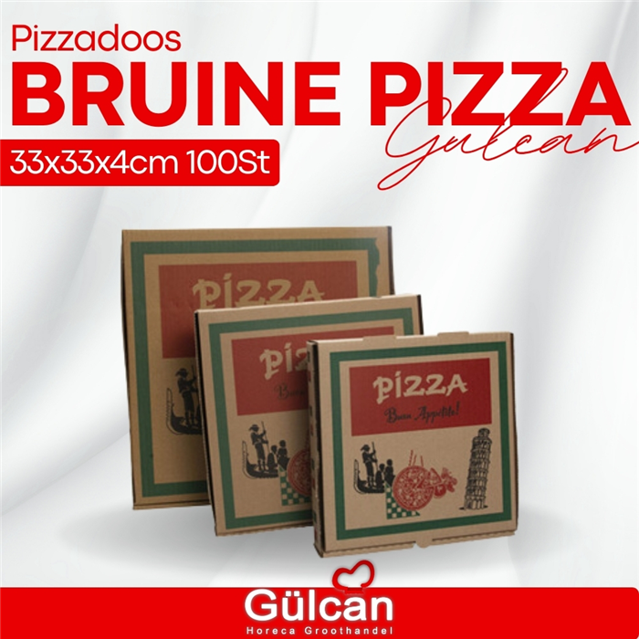 Bruine Pizzadoos 33x33x4cm 100st