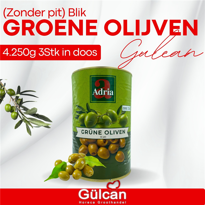 Groene Olijven (zonder Pit) Blik 4250g