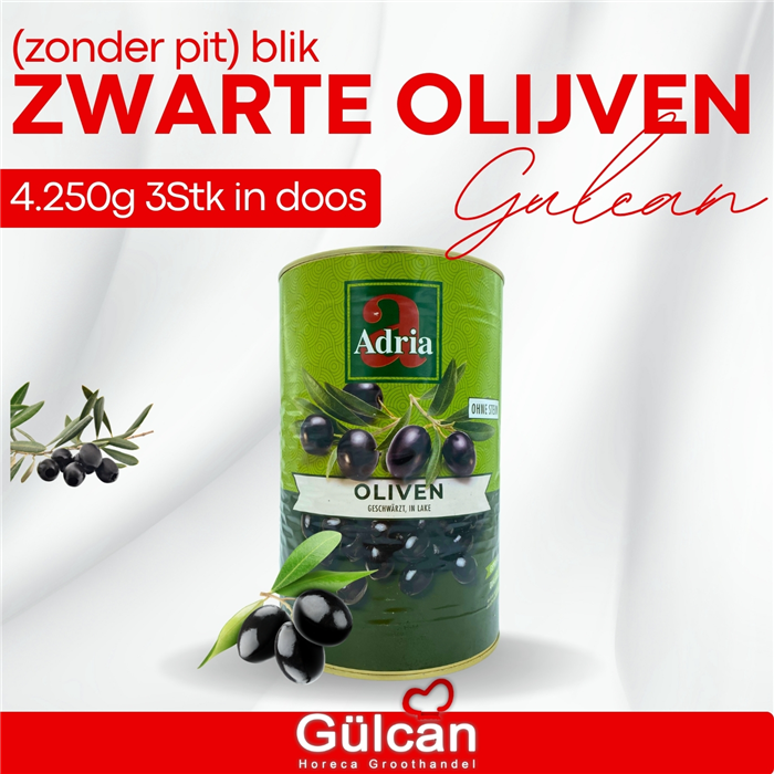 Zwarte Olijven (zonder Pit) Blik 4250g