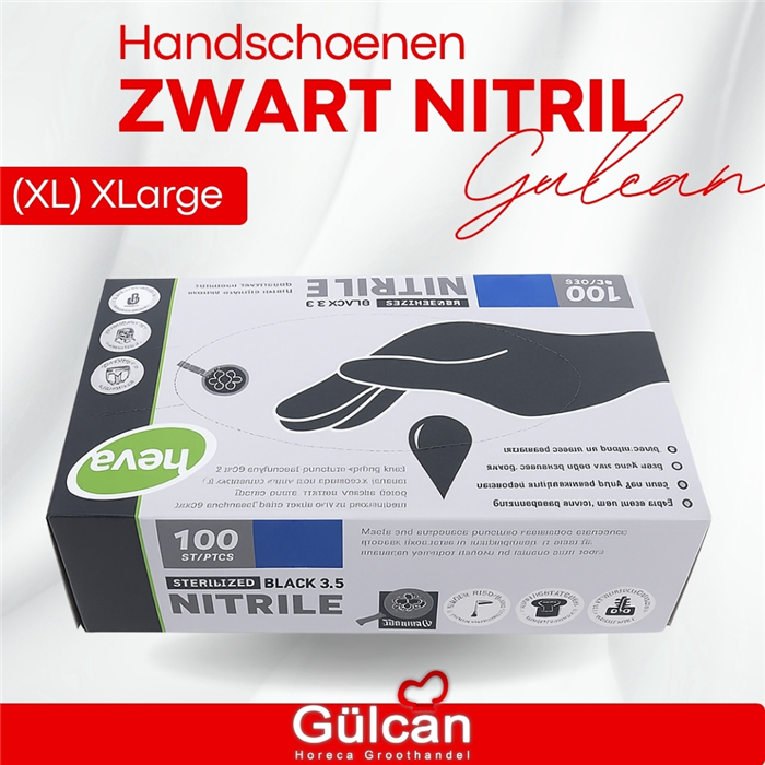 Handschoenen zwart nitril XL) XLARGE
