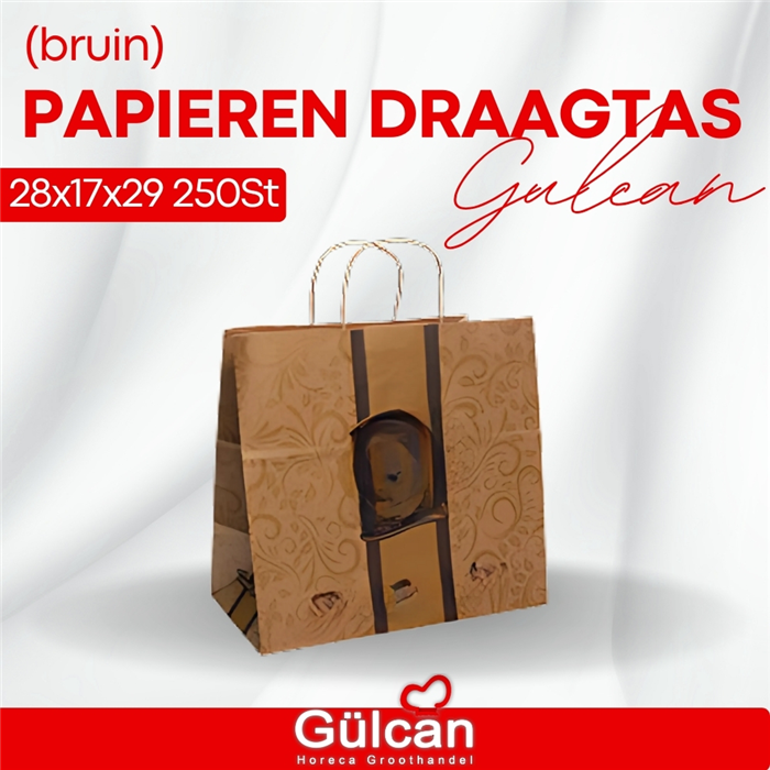 ***Papieren Draagtas (bruin) 28x17x29 250st