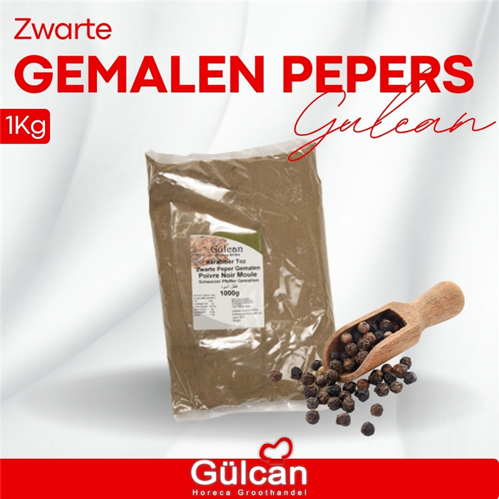 Zwarte Gemalen Pepers 1kg