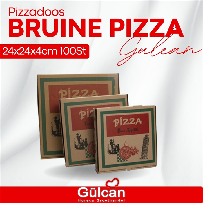 Bruine Pizzadoos 24x24x4cm 100st