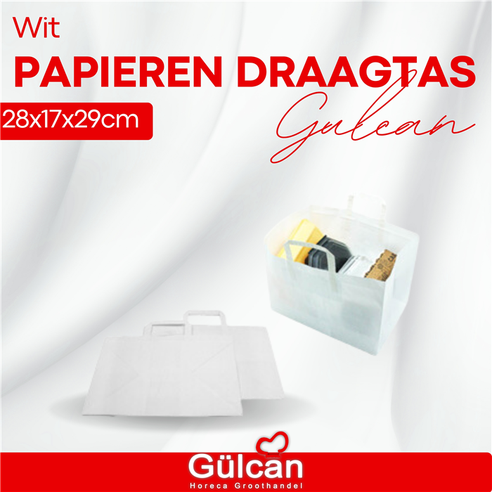 Papieren Draagtas (wit) 28x17x29cm 250st